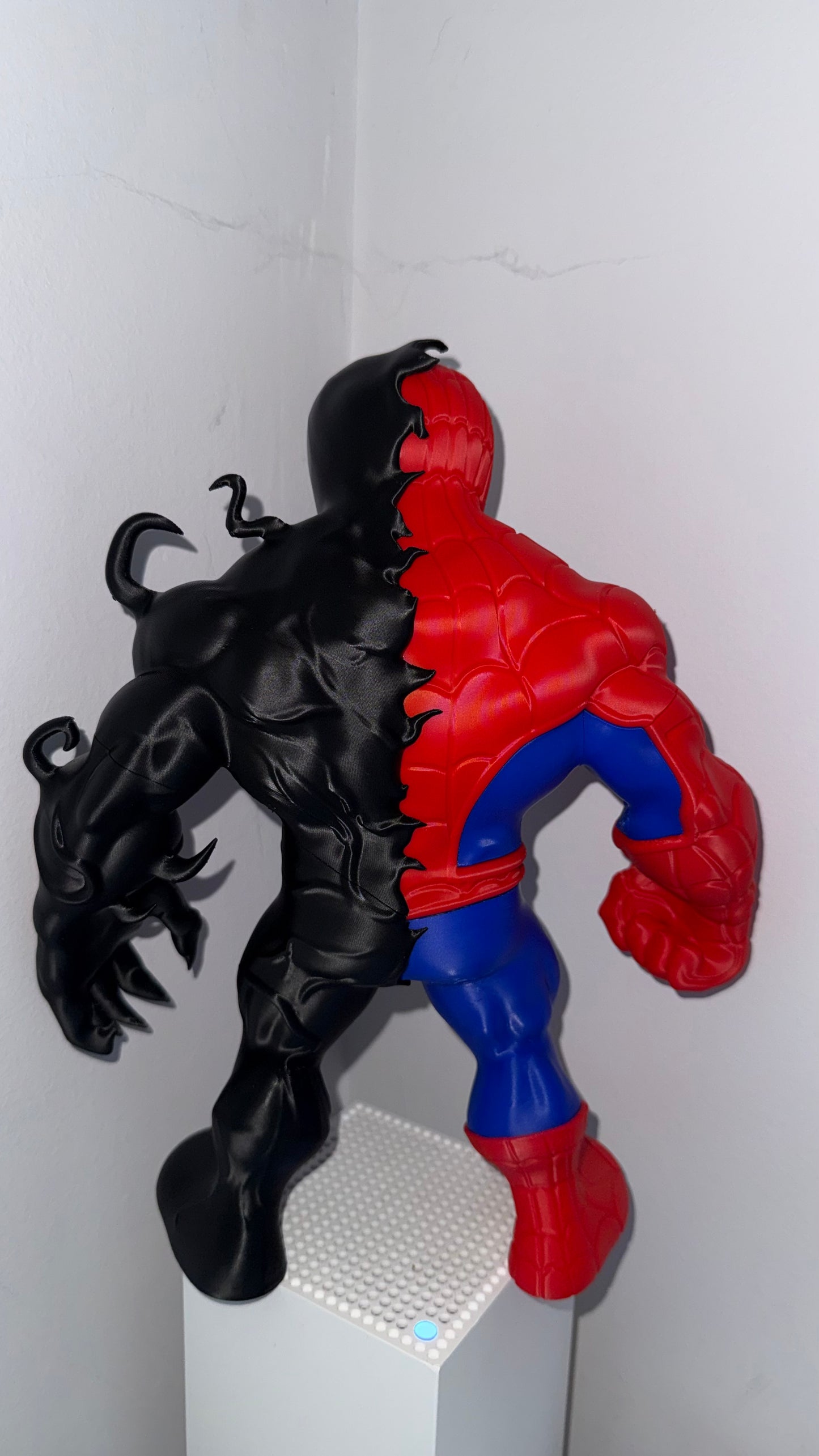 Large Spider-Man Venom Split Brick Figure | Marvel 3D Printed Collectible Display Model Gift