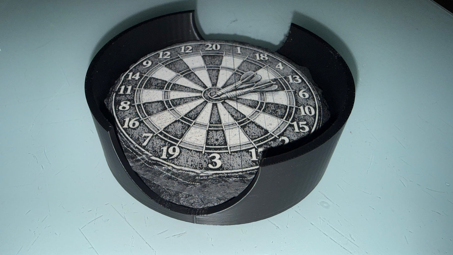 Round slate coaster holder.