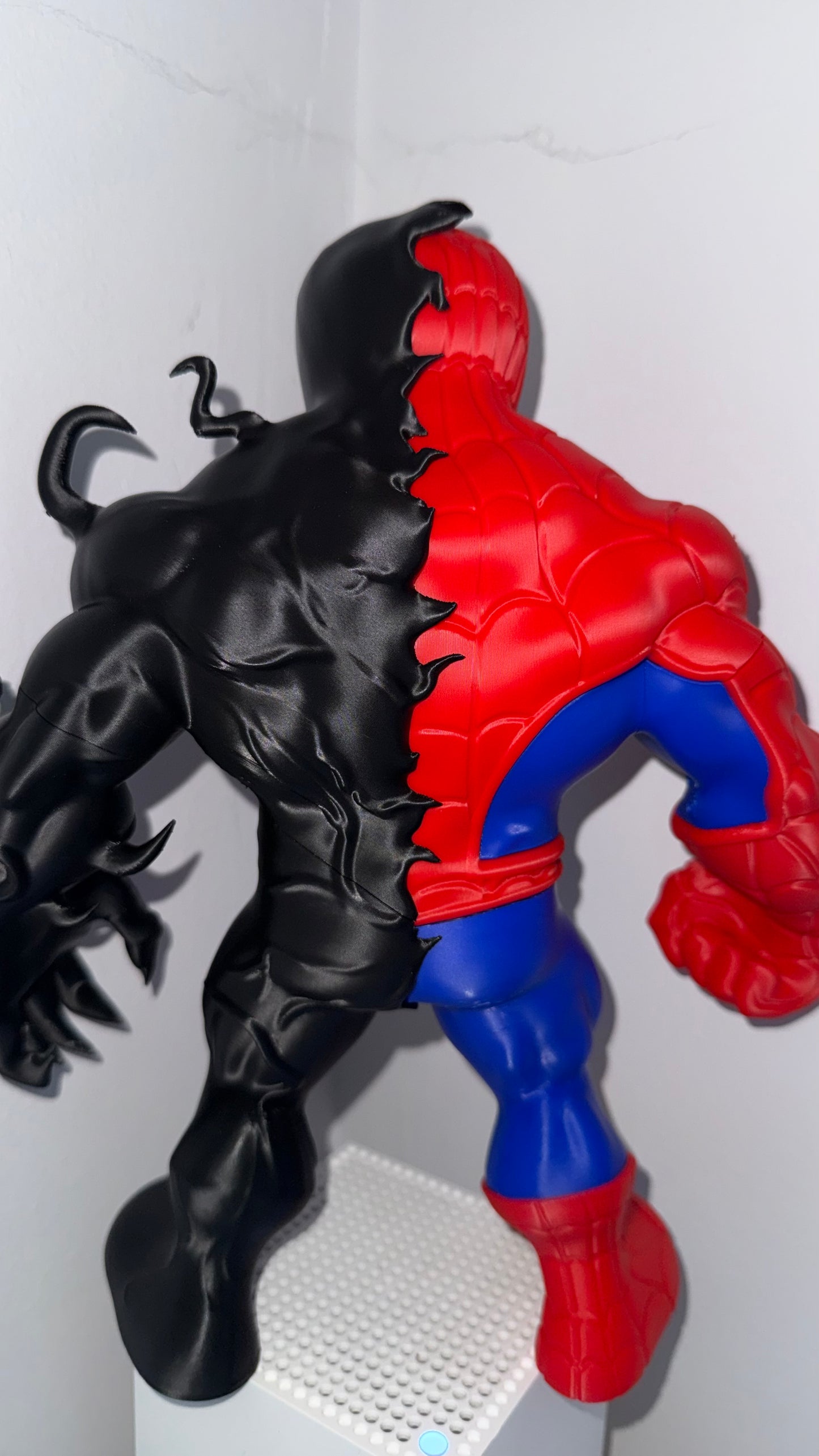 Large Spider-Man Venom Split Brick Figure | Marvel 3D Printed Collectible Display Model Gift