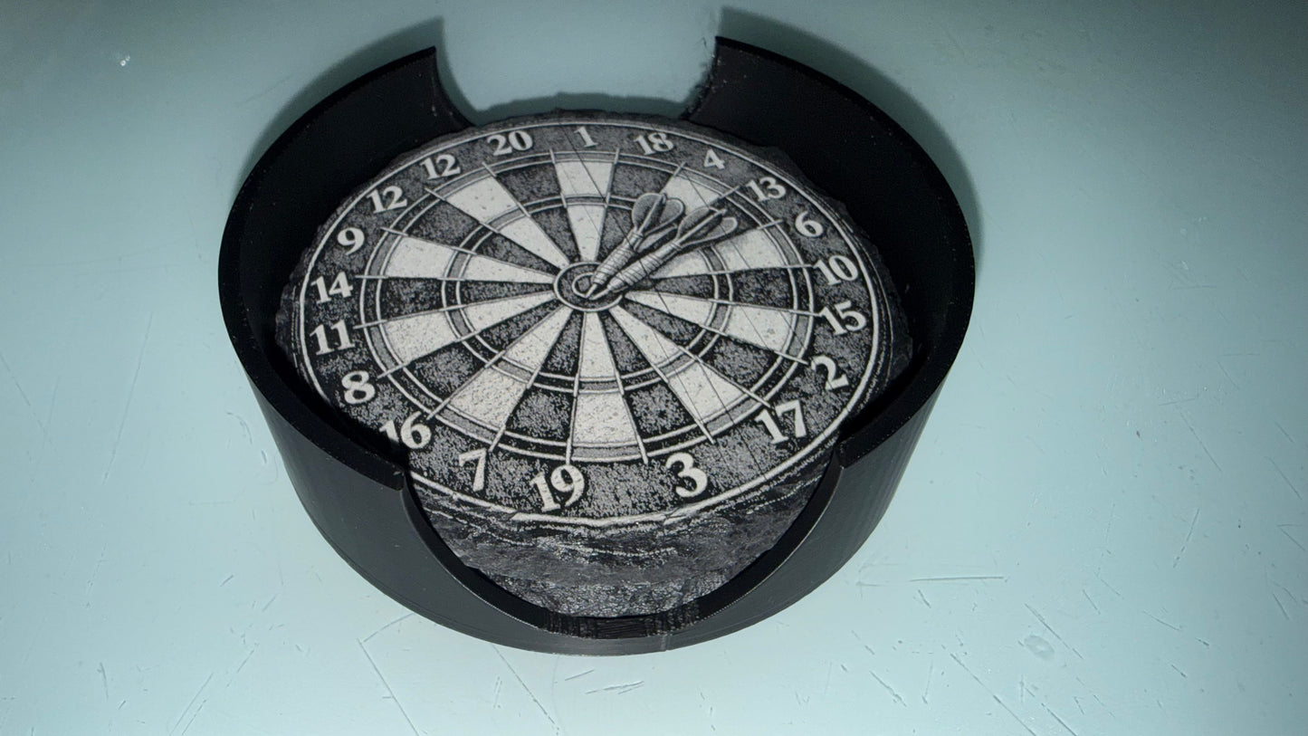 Round slate coaster holder.