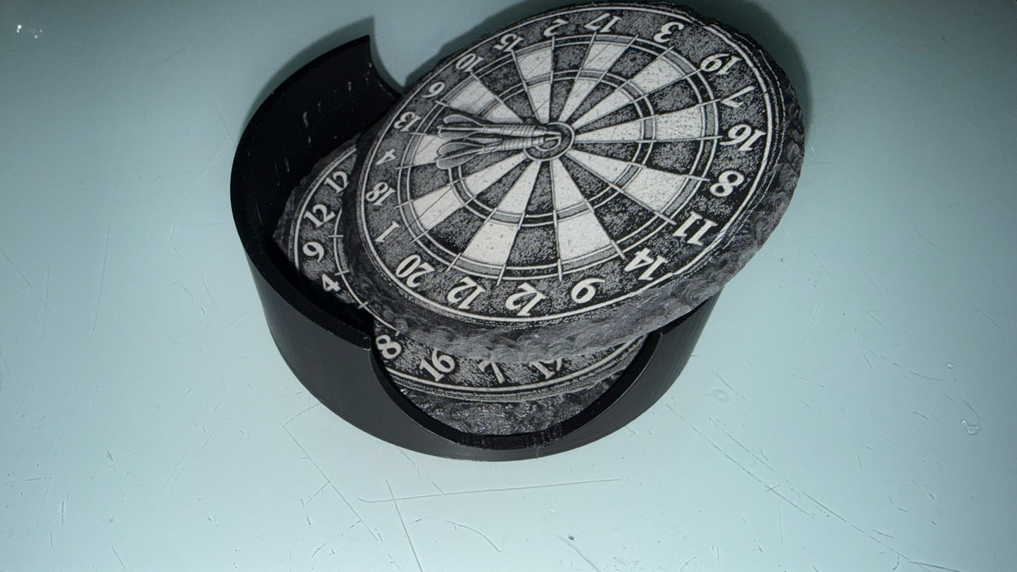 Round slate coaster holder.