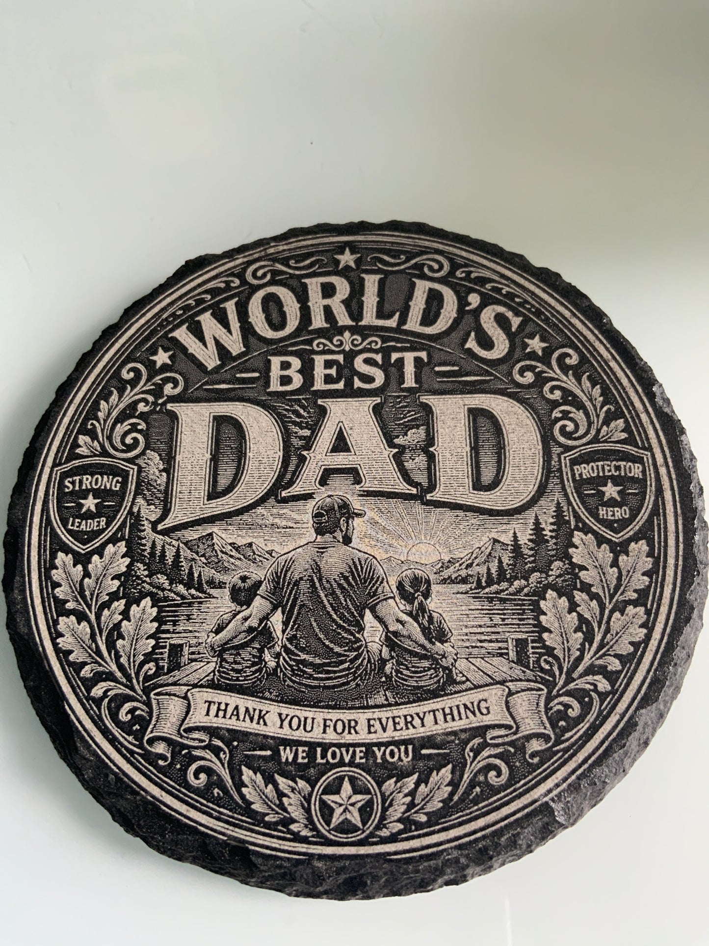 Engraved Slate Coaster for the Worlds Best Dad