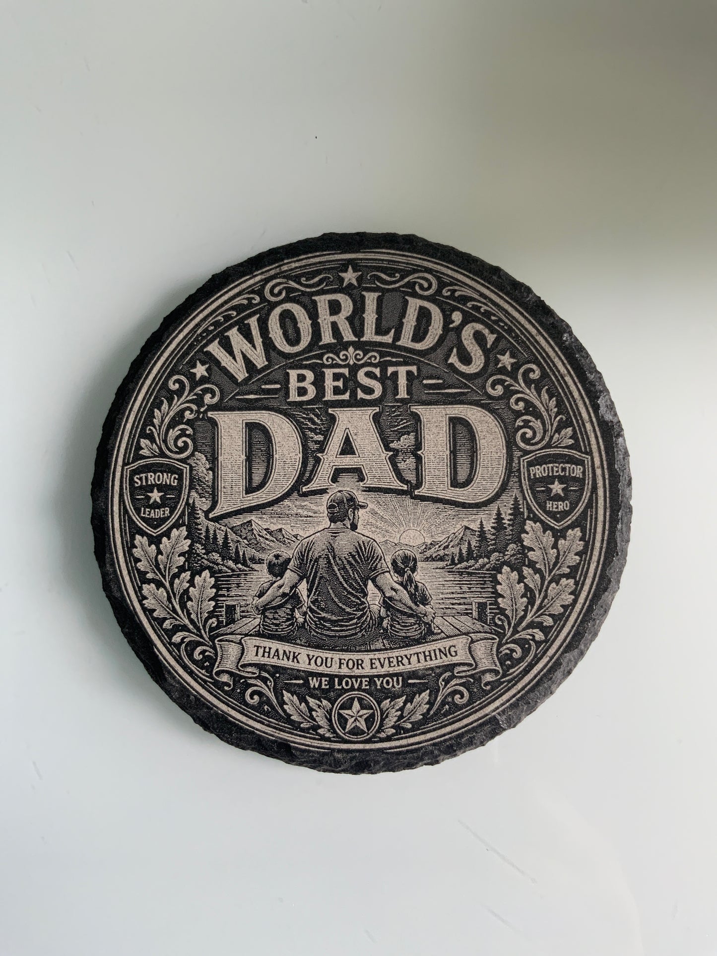 Engraved Slate Coaster for the Worlds Best Dad
