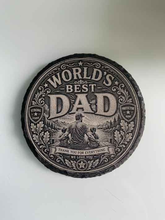 Engraved Slate Coaster for the Worlds Best Dad