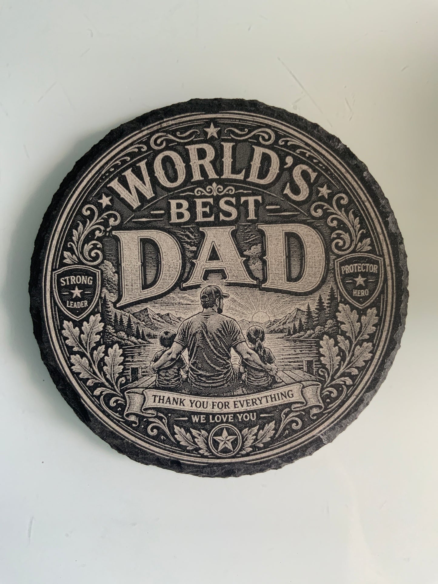 Engraved Slate Coaster for the Worlds Best Dad