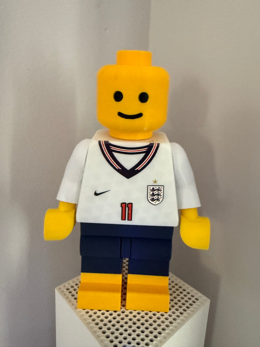 Personalised England Football Large Brick Man Figure | Custom Name & Number | Football Gift