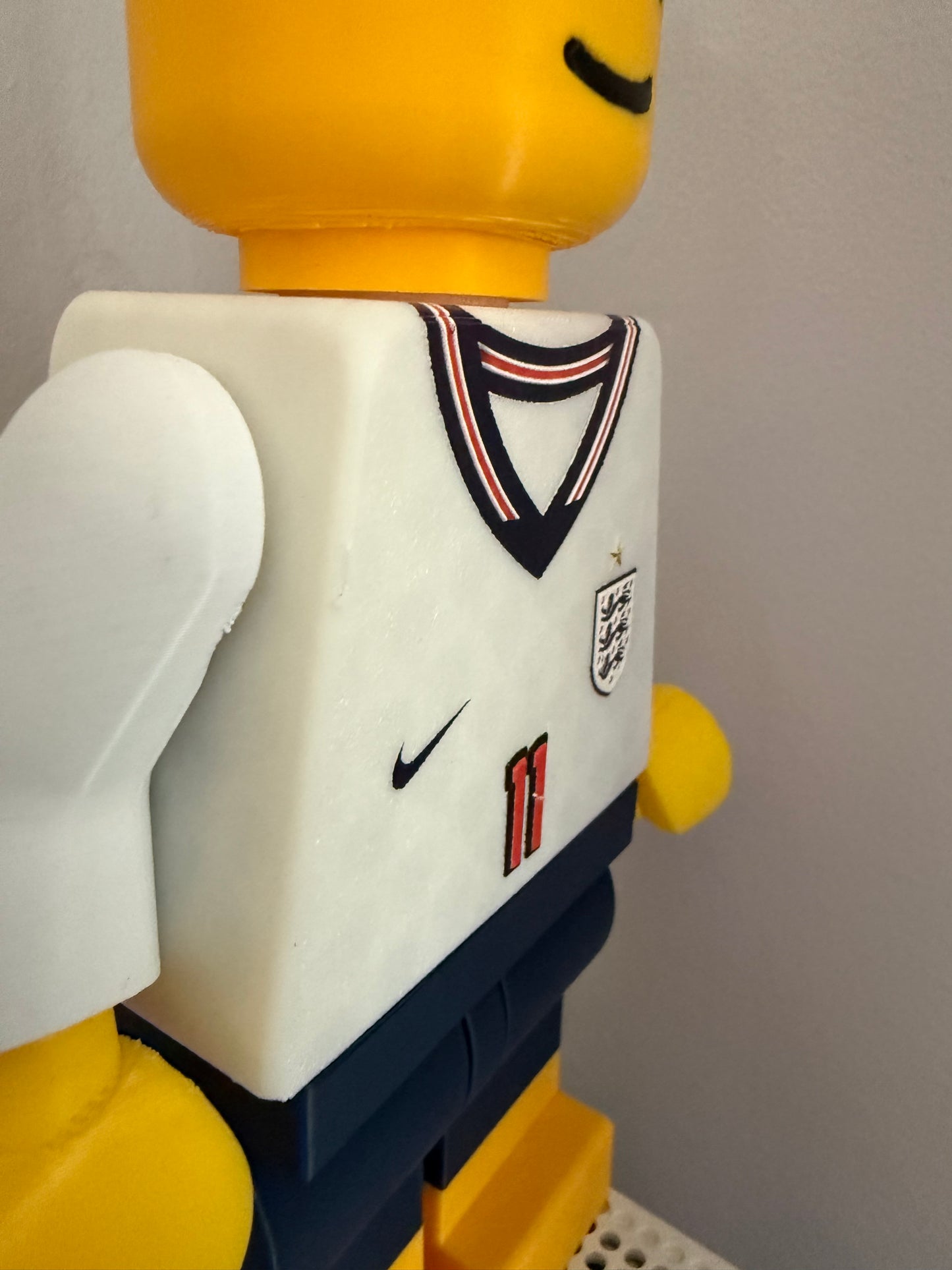 Personalised England Football Large Brick Man Figure | Custom Name & Number | Football Gift