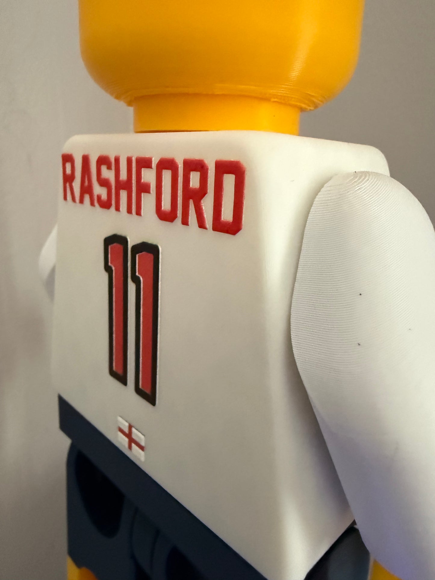 Personalised England Football Large Brick Man Figure | Custom Name & Number | Football Gift