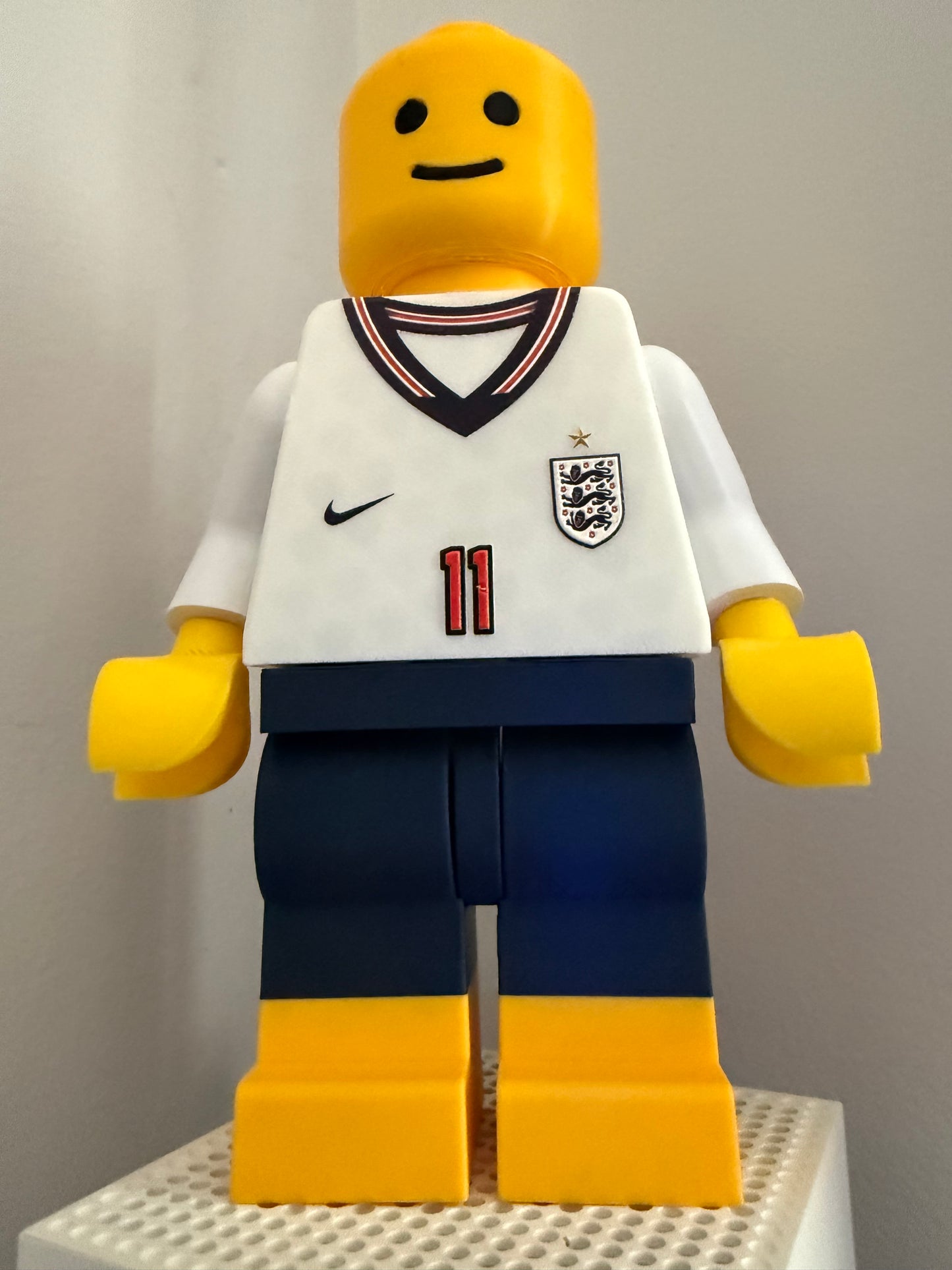 Personalised England Football Large Brick Man Figure | Custom Name & Number | Football Gift