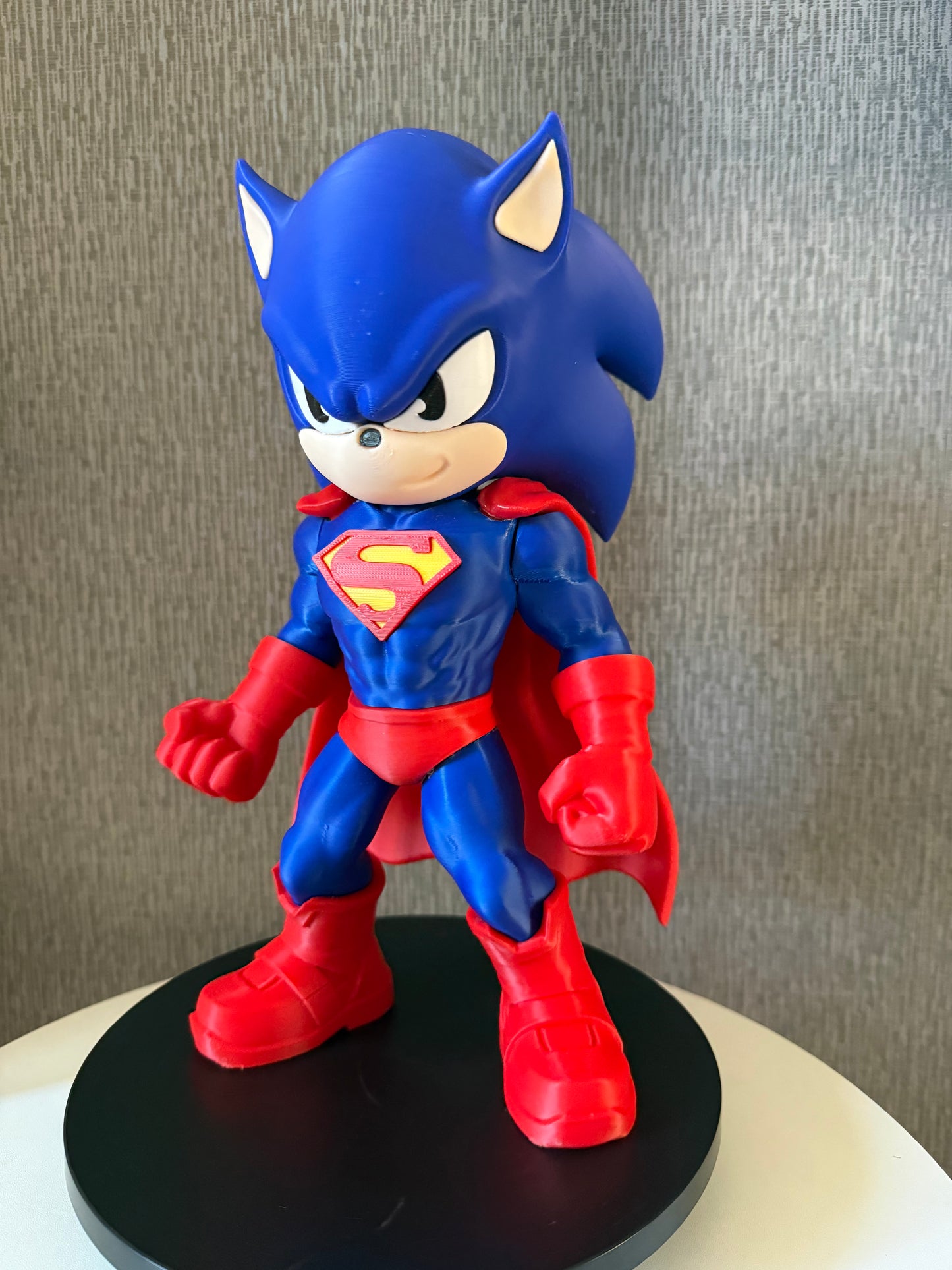 Large Super Sonic Hero Brick Figure | 3D Printed Collectible Display Gift