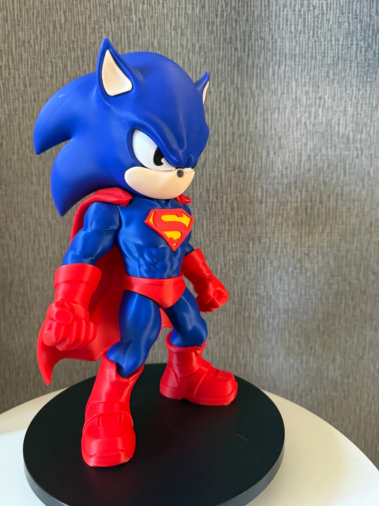 Large Super Sonic Hero Brick Figure | 3D Printed Collectible Display Gift