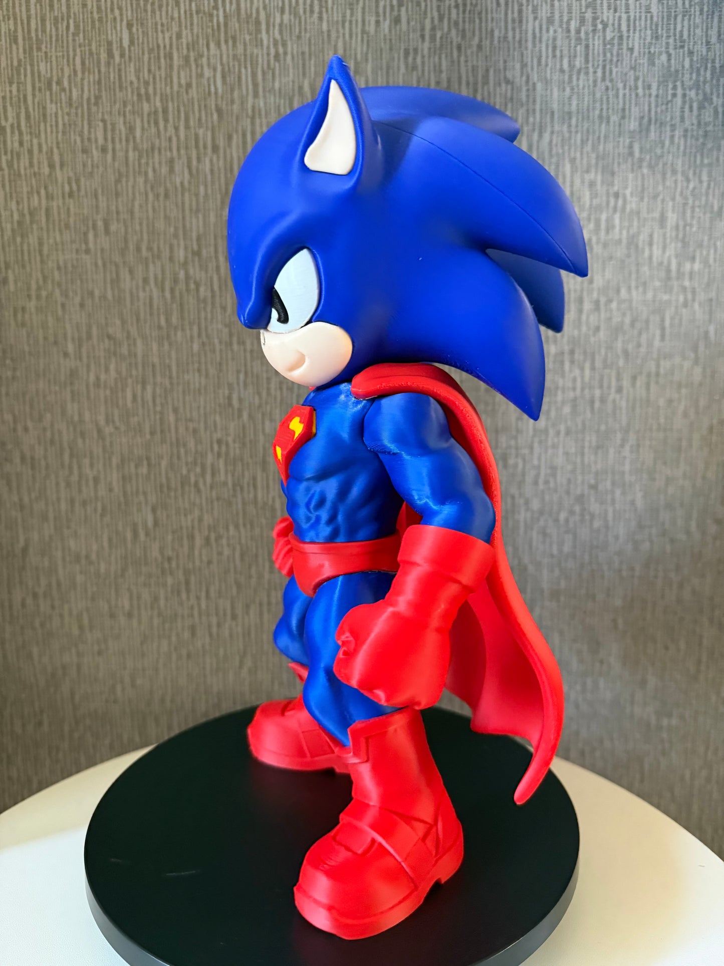 Large Super Sonic Hero Brick Figure | 3D Printed Collectible Display Gift
