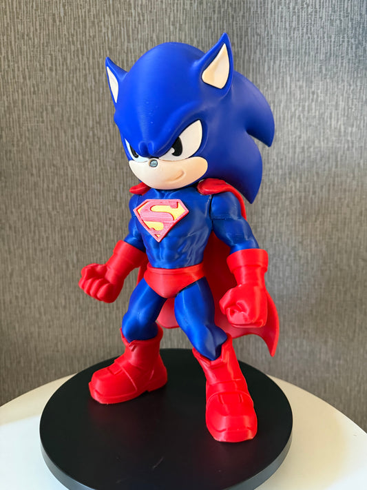 Large Super Sonic Hero Brick Figure | 3D Printed Collectible Display Gift