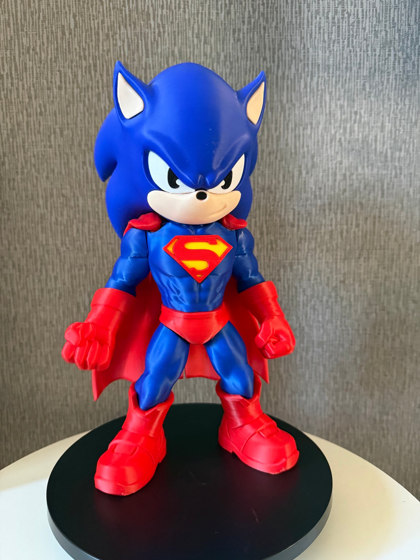 Large Super Sonic Hero Brick Figure | 3D Printed Collectible Display Gift
