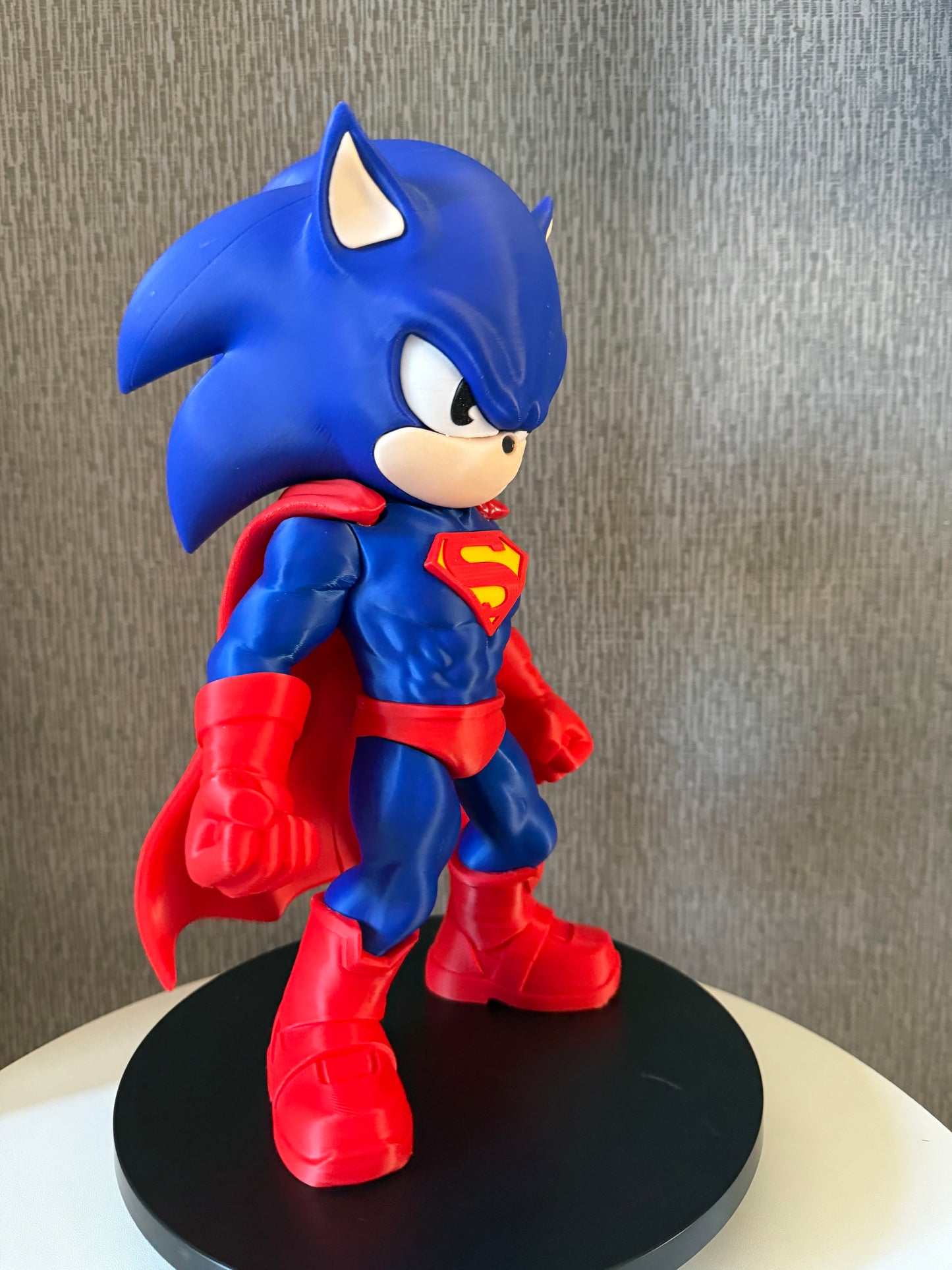 Large Super Sonic Hero Brick Figure | 3D Printed Collectible Display Gift