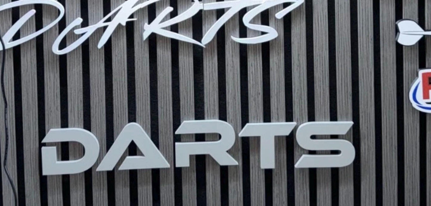 Darts Sign for Acoustic Wood Panel - Push And Twist - White or Custom Colours