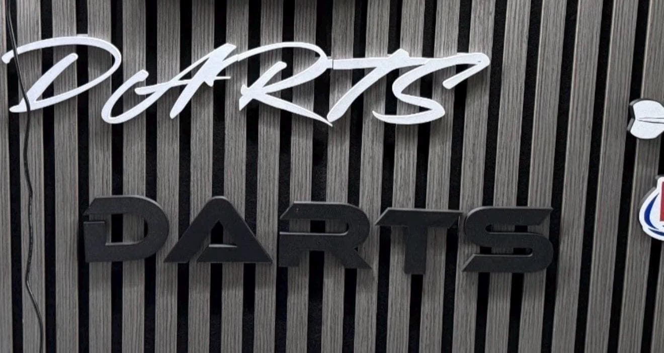 3D DARTS Wall Letters Sign – Games Room Man Cave – 55cm Long, 15mm Deep