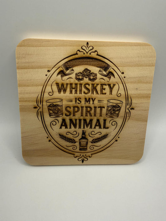 Engraved Whiskey Coaster: Wooden or Slate Drinkware for Home Bar