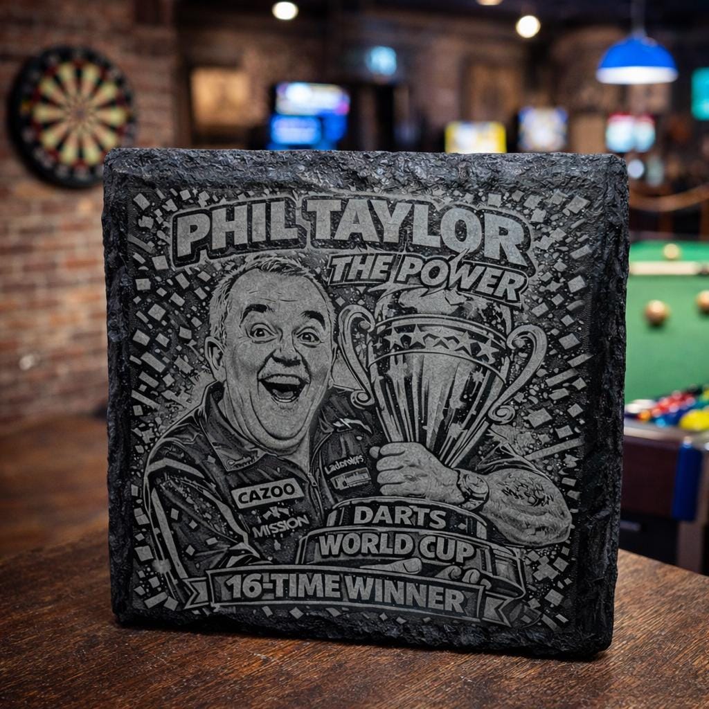 Engraved Dart player themed Coasters: Darts Legends Phil The Power and Eric The Crafty Cockney