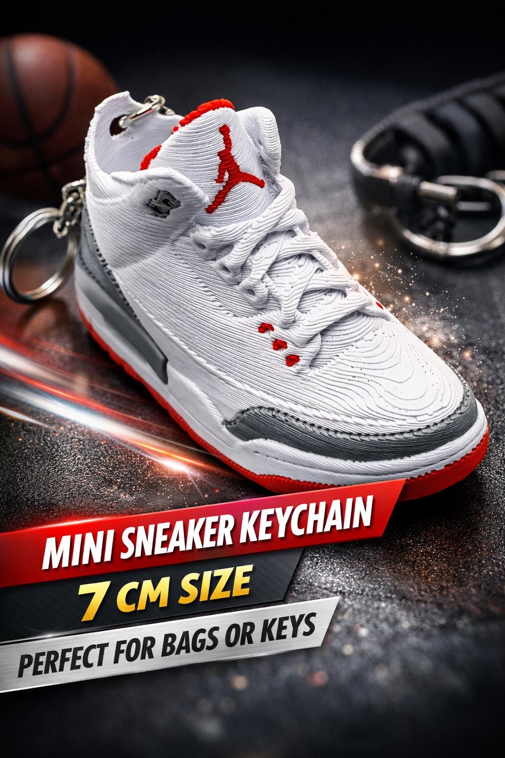 Mini Sneaker Keychain 7cm 3D Printed Trainer Shoe Keyring Bag Charm