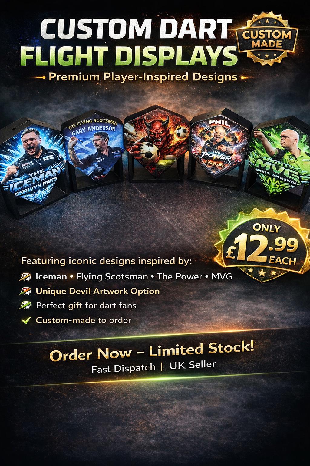 Custom Dart Flight Display Holder: Player-Inspired Designs Any Design Possible